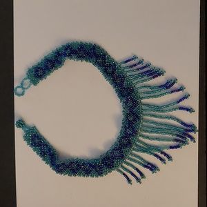Beaded Fringe Collar Necklace